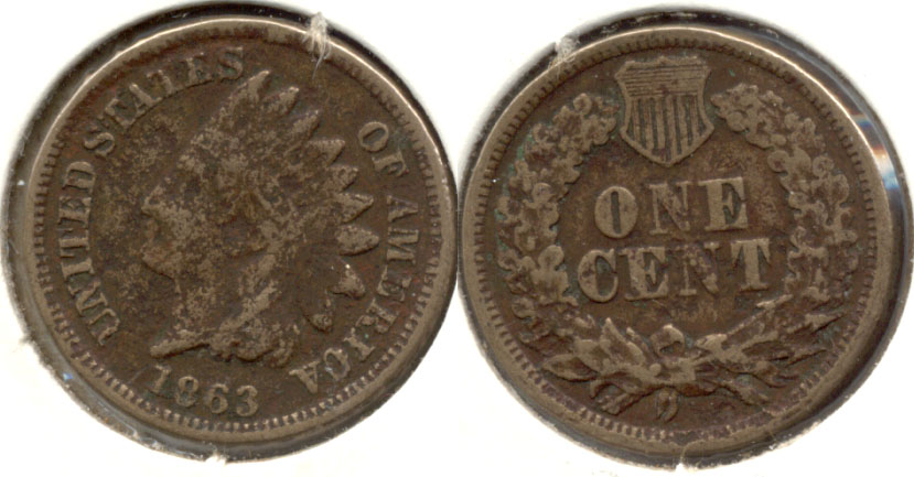 1863 Indian Head Cent Good-4 s Pitting