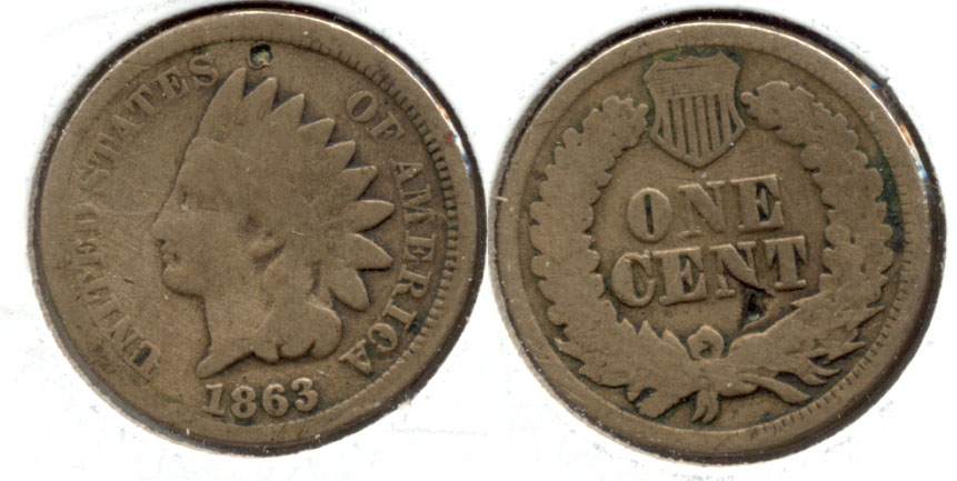 1863 Indian Head Cent Good-4 u Reverse Dig