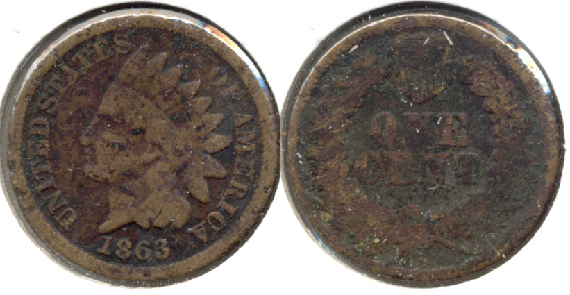 1863 Indian Head Cent Good-4 x Dark