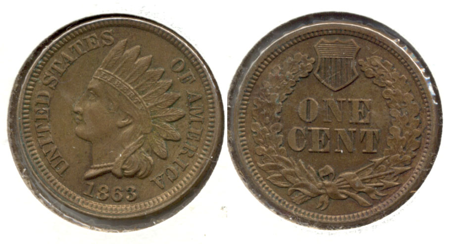 1863 Indian Head Cent MS-60