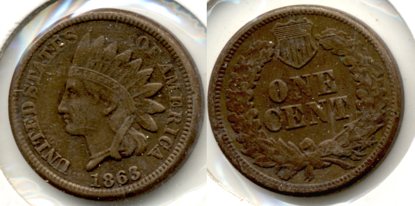 1863 Indian Head Cent VF-20 g