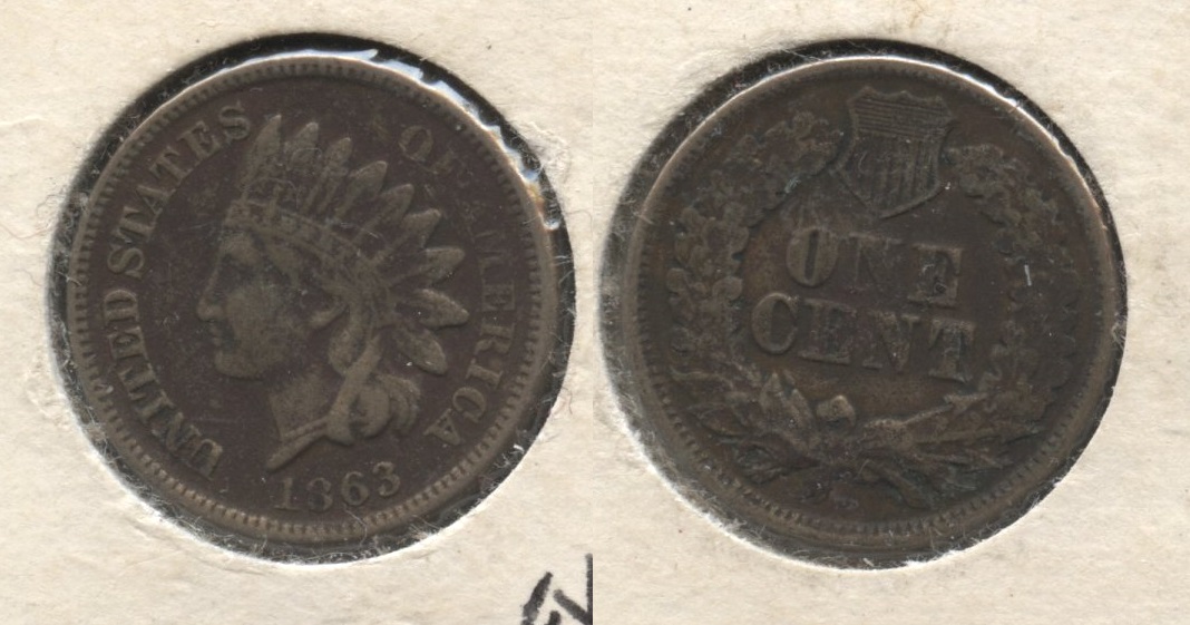 1863 Indian Head Cent VF-20 #n Dark