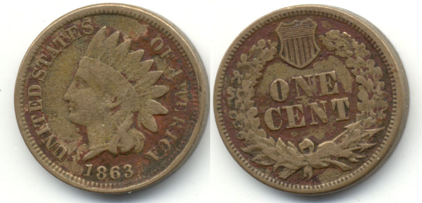 1863 Indian Head Cent VG-8 Red Matter