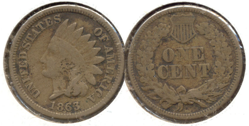 1863 Indian Head Cent VG-8 a