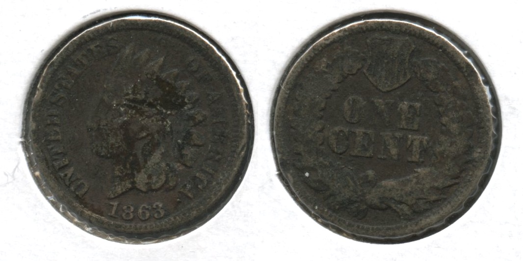 1863 Indian Head Cent VG-8 #ag Damage