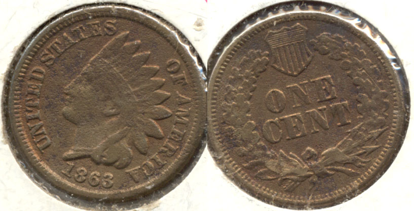 1863 Indian Head Cent VG-8 b Porous
