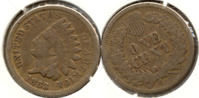 1863 Indian Head Cent VG-8 k