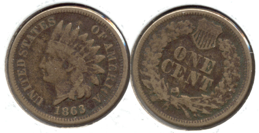 1863 Indian Head Cent VG-8 l Bit Dark