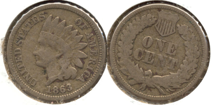 1863 Indian Head Cent VG-8 m