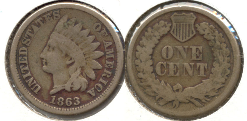 1863 Indian Head Cent VG-8 n