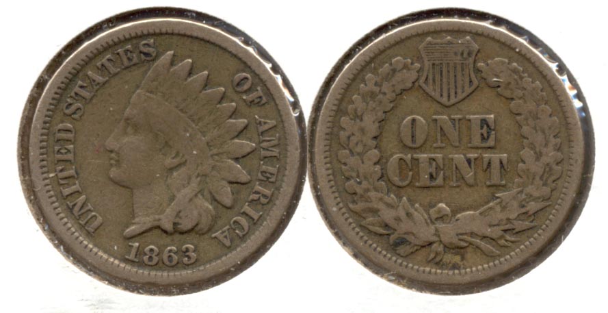1863 Indian Head Cent VG-8 o
