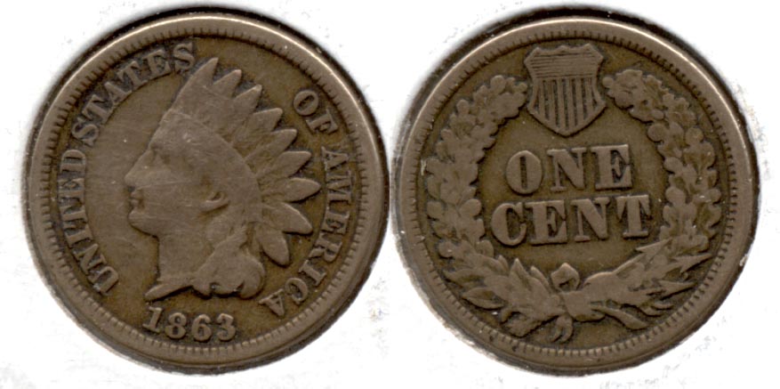 1863 Indian Head Cent VG-8 v