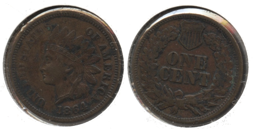 1864-L Indian Head Cent EF-40 #a Discolored