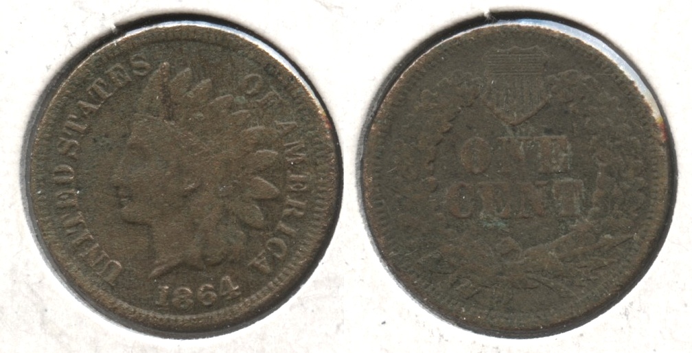 1864 L Indian Head Cent Fine-12 #a Pitted