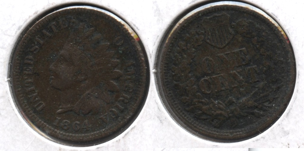 1864 L Indian Head Cent Fine-12 #b Dark