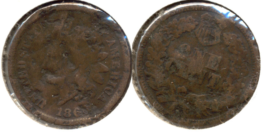 1864 L Indian Head Cent Good-4 b Damaged