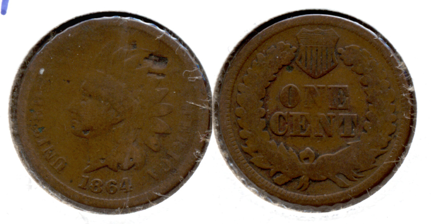 1864 L Indian Head Cent Good-4 f Obverse Pit