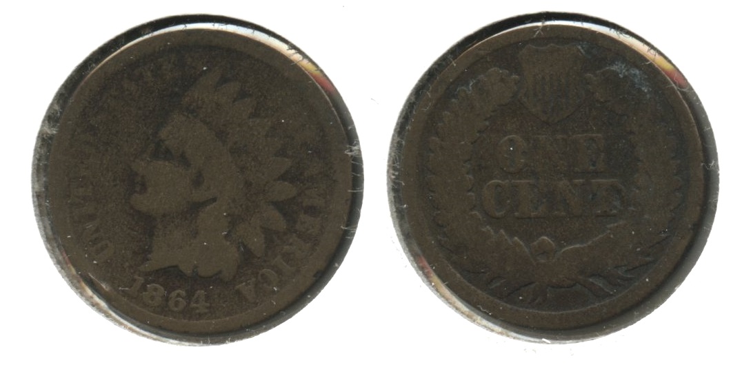 1864-L Indian Head Cent Good-4 #l Rim Ding