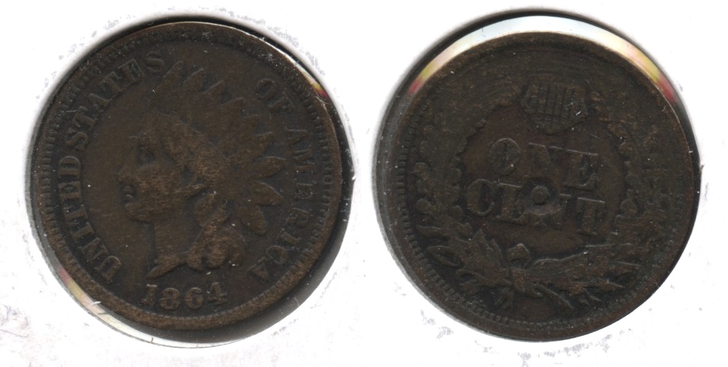 1864 L Indian Head Cent VG-10 Reverse Damage