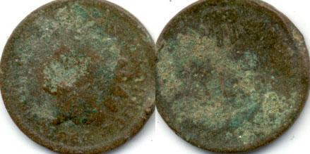 1864 Bronze Indian Head Cent AG-3 Corroded