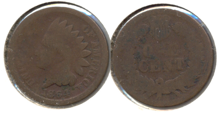 1864 Bronze Indian Head Cent AG-3 l