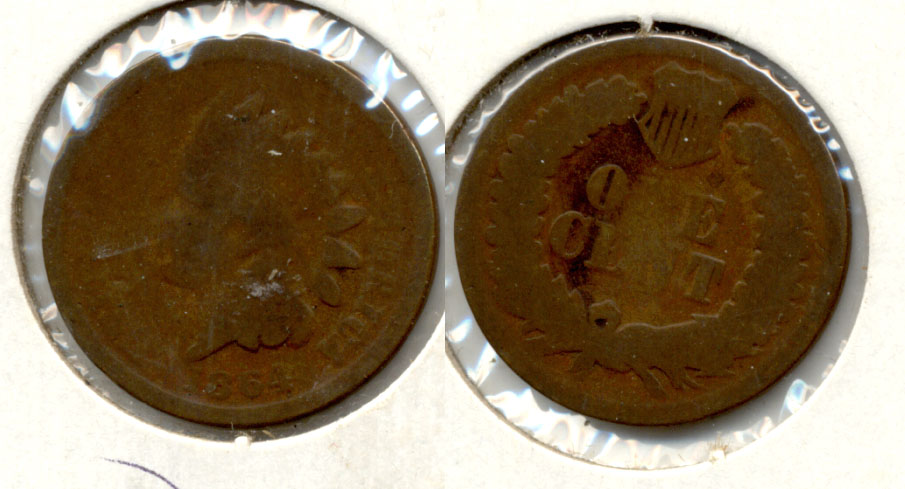 1864 Bronze Indian Head Cent AG-3 v