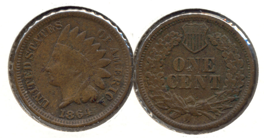 1864 Bronze Indian Head Cent Fine-12 d