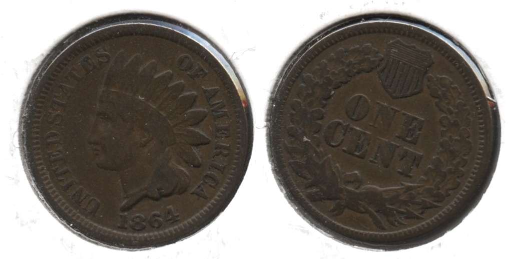 1864 Bronze Indian Head Cent Fine-12 #e