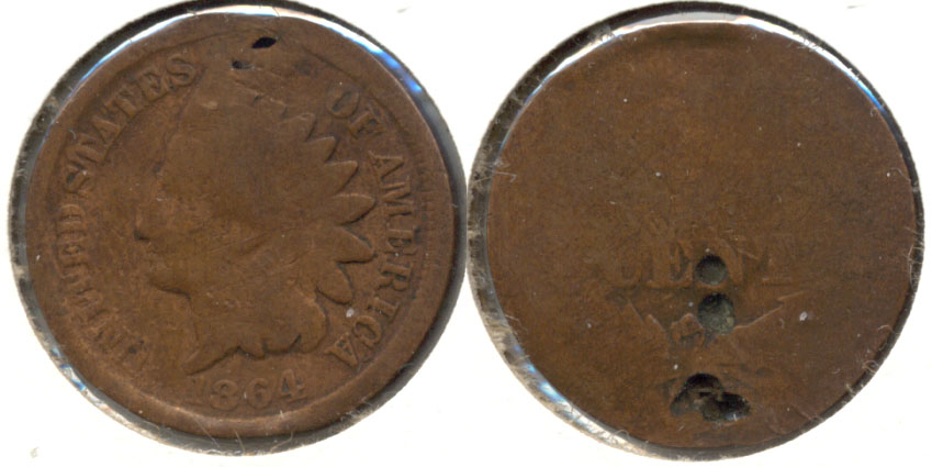 1864 Bronze Indian Head Cent Good-4 af Reverse Pits