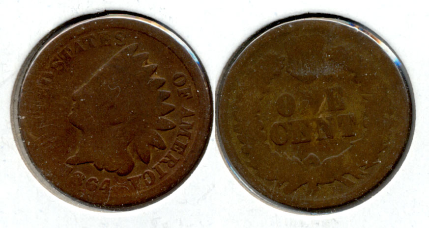 1864 Bronze Indian Head Cent Good-4 aj Cleaned Obverse