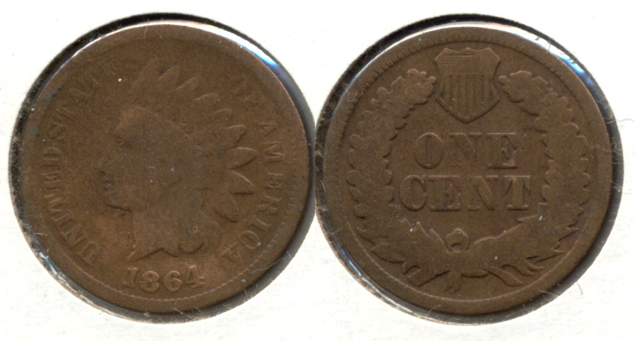 1864 Bronze Indian Head Cent Good-4 as Cleaned Retoned