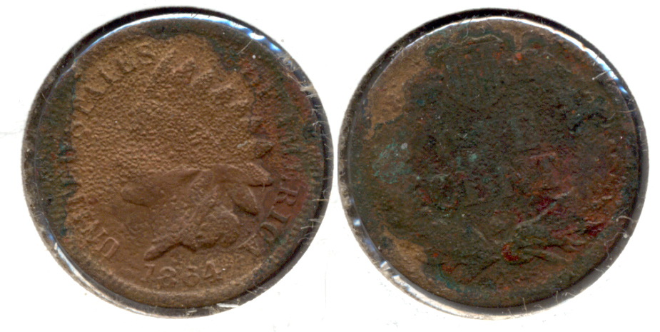 1864 Bronze Indian Head Cent Good-4 av Porous