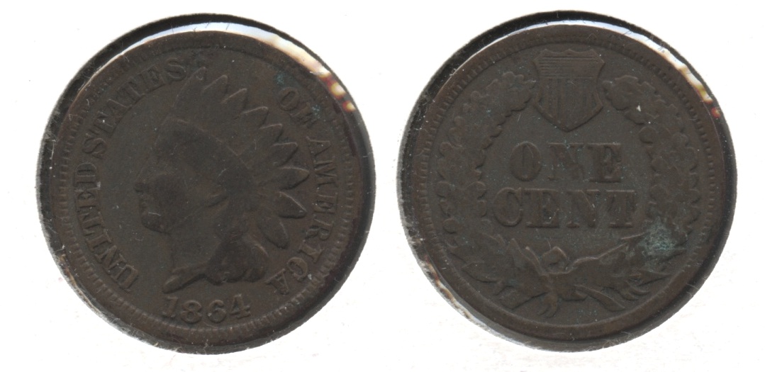 1864 Bronze Indian Head Cent Good-4 #bg Porous
