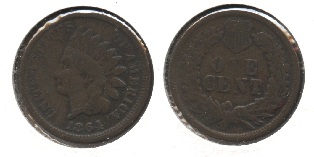 1864 Bronze Indian Head Cent Good-4 #bh Light Marks