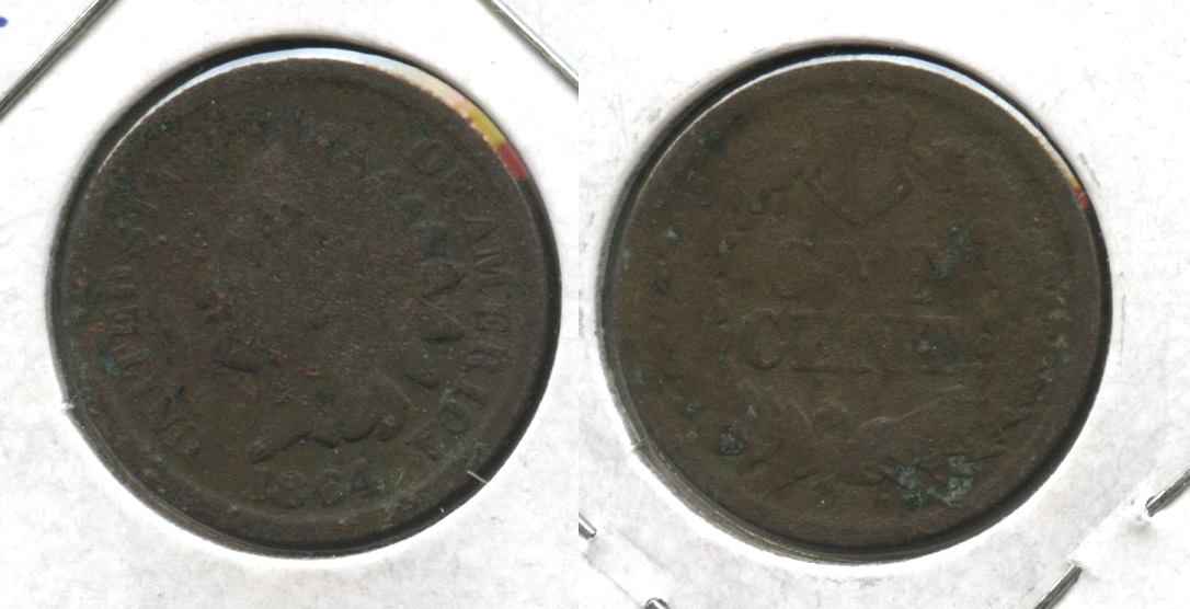 1864 Bronze Indian Head Cent Good-4 #bu Porous