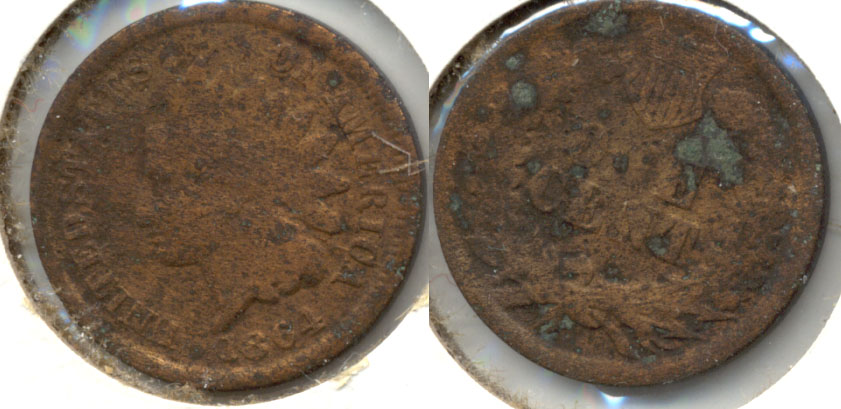 1864 Bronze Indian Head Cent Good-4 f Corrosion