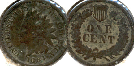 1864 Bronze Indian Head Cent Good-4 n Corrosion