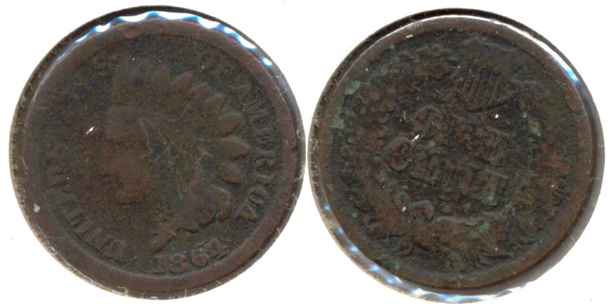 1864 Bronze Indian Head Cent Good-4 #q Pitted