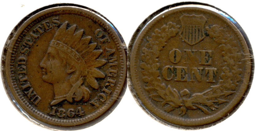 1864 Bronze Indian Head Cent VF-20 b