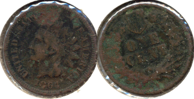 1864 Bronze Indian Head Cent VG-8 Corrosion