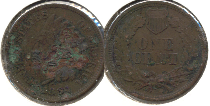 1864 Bronze Indian Head Cent VG-8 a Obverse Corrosion
