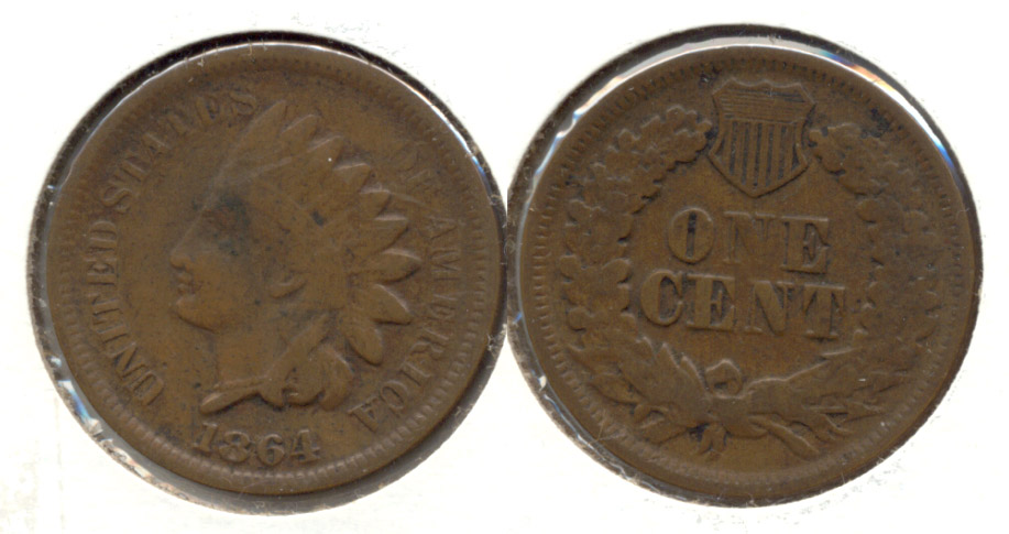 1864 Bronze Indian Head Cent VG-8 d Obverse Matter