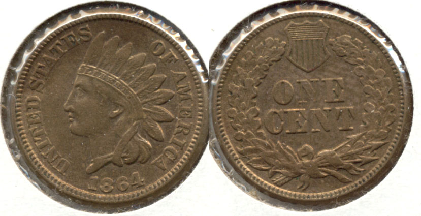 1864 Copper Nickel Indian Head Cent AU-50