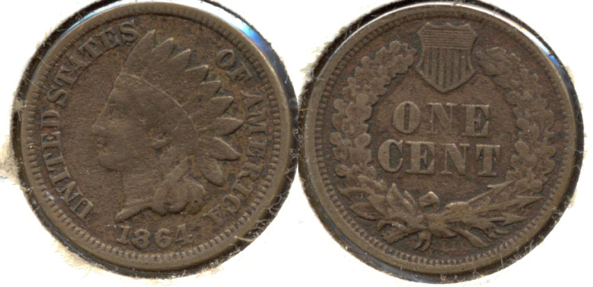 1864 Copper Nickel Indian Head Cent Fine-12 a