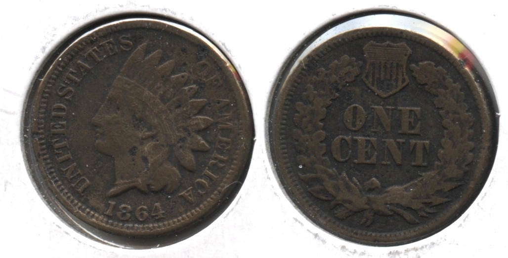 1864 Copper Nickel Indian Head Cent Fine-12 #f Porous
