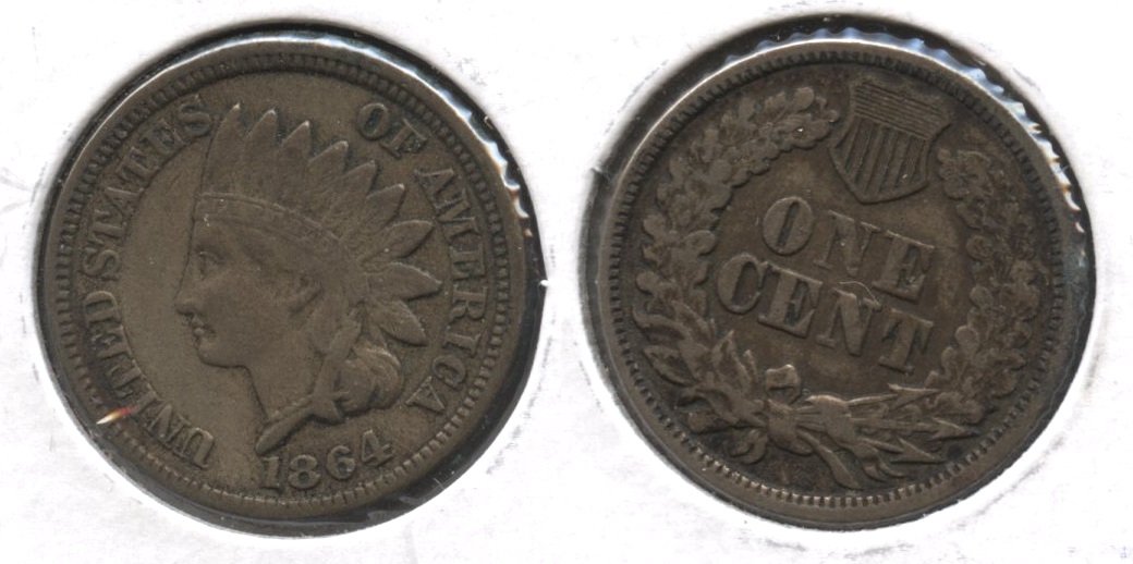 1864 Copper Nickel Indian Head Cent Fine-15