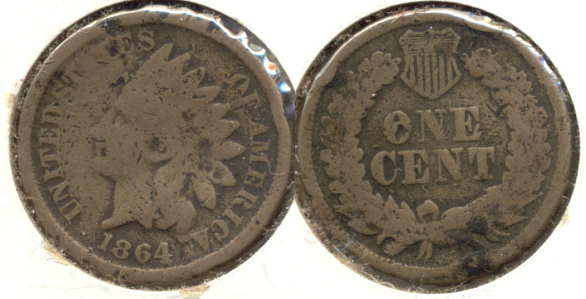 1864 Copper Nickel Indian Head Cent Good-4 a Rim Bumps