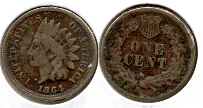 1864 Copper Nickel Indian Head Cent Good-4 aj Dark