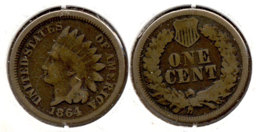 1864 Copper Nickel Indian Head Cent Good-4 ak