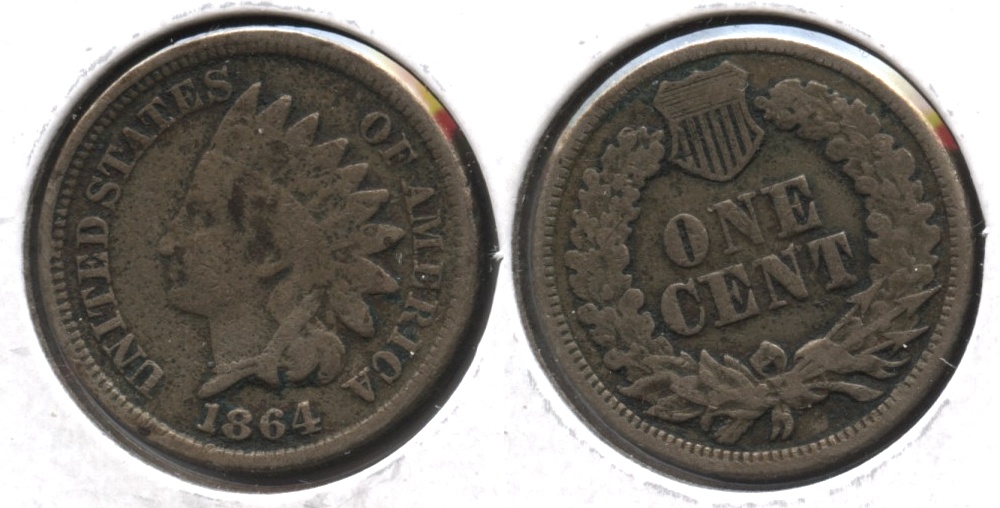 1864 Copper Nickel Indian Head Cent Good-4 #ao Light Porosity